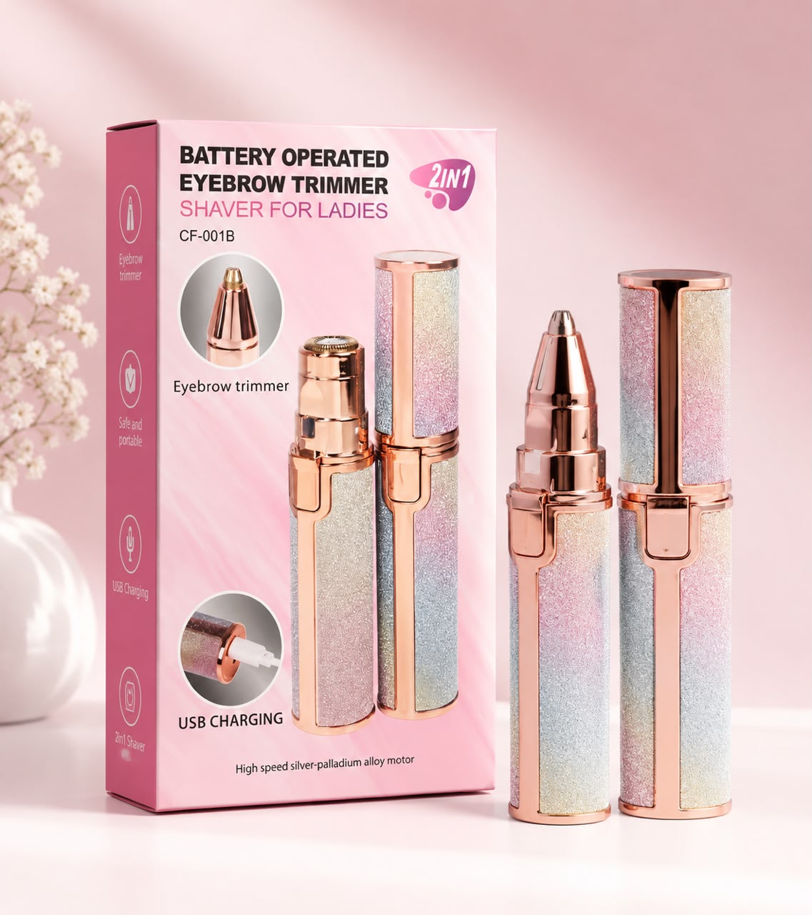 2 in 1 Battery Operated Eyebrow Trimmer for ladies
